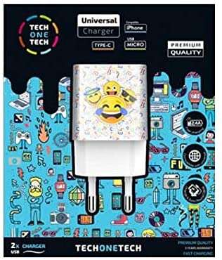 TECH ONE TECH - CARGADOR DOBLE DE PARED EMOJITECH