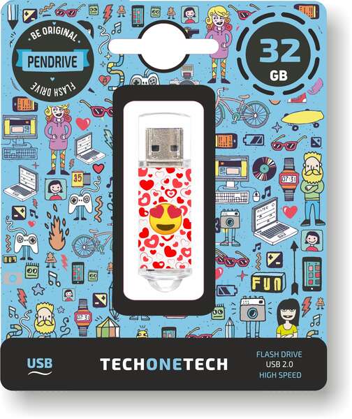 TechOneTech Heart Eyes Memoria USB 2.0 32GB (Pendrive) 1 pieza(s)