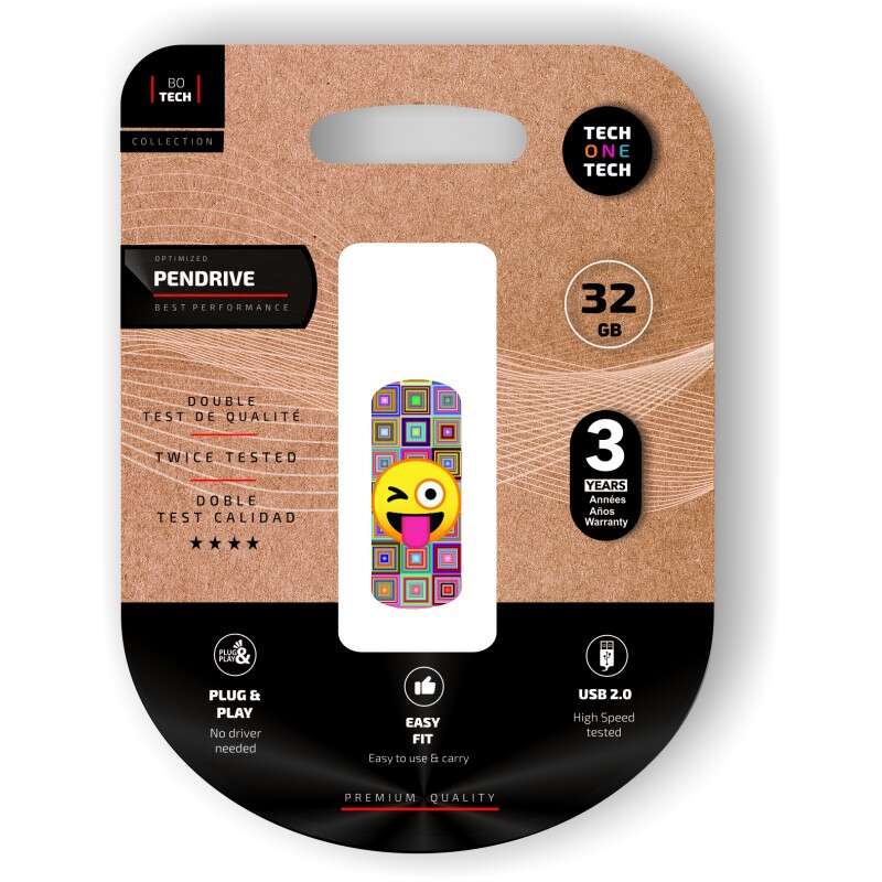 TechOneTech Clip Tech Emoji Guiño Memoria USB 2.0 32GB (Pendrive) 1 pieza(s)