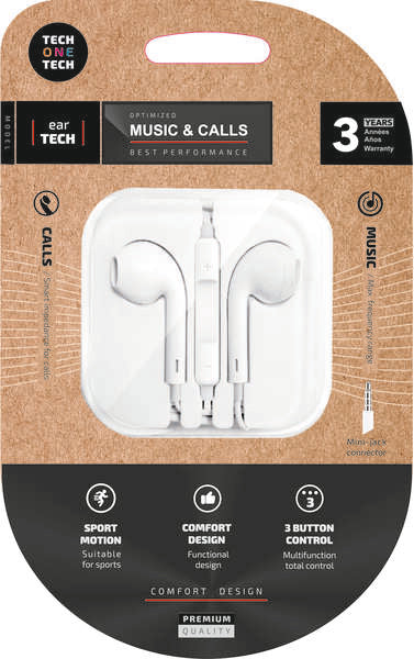 TECH ONE TECH - AURICULARES TECHONE BOTON MINI JACK BLAN