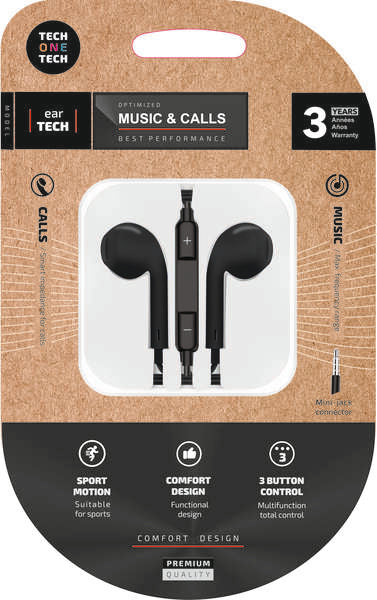 TECH ONE TECH - AURICULARES TECHONE BOTON MINI JACK NEGR