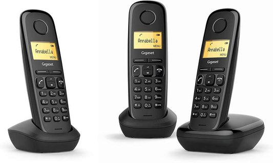 Gigaset - A170 Trio Teléfono DECT/analógico Identificador de llamadas Negro