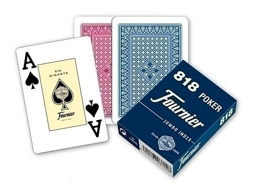 Fournier - FOURNIER POKER INGLÉS Nº 818 DE 55 CARTAS 2 ÍNDICES JUMBO 62 5X88MM -ESTUCHE DE CARTÓN-