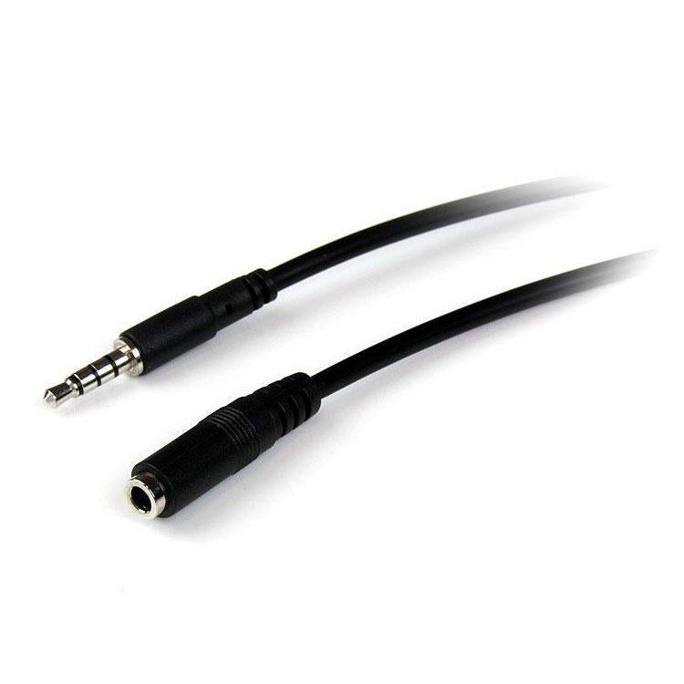 StarTech.com - Cable de 1m de Extensión Alargador de Auriculares Headset Mini-Jack 3 5mm 4 pines Macho a Hembra