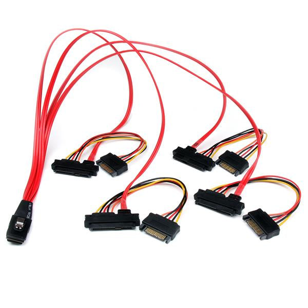 StarTech.com - Cable de 50cm SAS Serial Attached SCSI SFF 8087 a 4x SATA Datos y Corriente Alimentación - Rojo