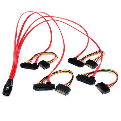 StarTech.com - Cable de 50cm SAS Serial Attached SCSI SFF 8087 a 4x SATA Datos y Corriente Alimentación - Rojo