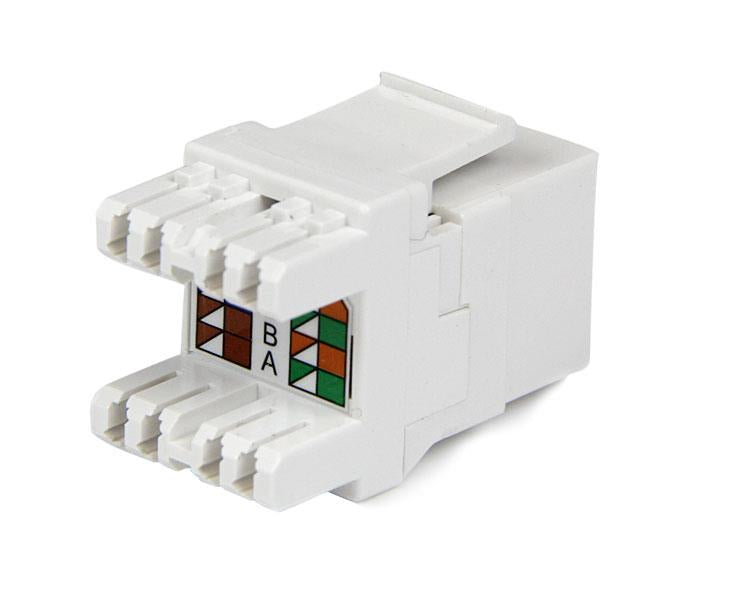 StarTech.com - Jack Conector de Pared Módulo Keystone RJ45 Hembra Cat6 de Red 180º - Blanco - Tipo 110