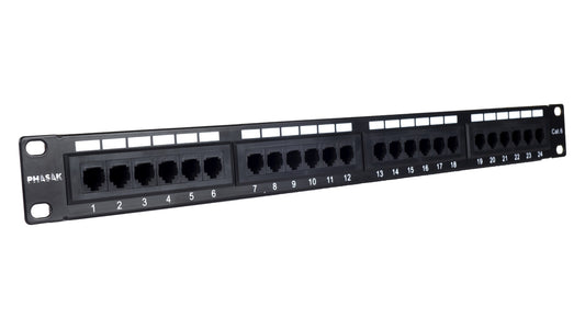 Phasak - Patch panel 19" 24P Cat.6 UTP RJ45 DUAL 1U - PU 2420