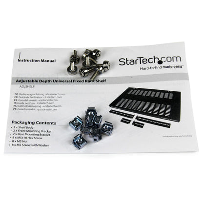 StarTech.com - Estante Bandeja Fijo para Gabinete Rack de Servidores con Profundidad Ajustable