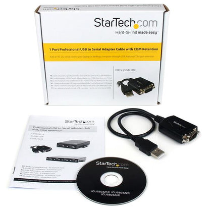 StarTech.com - Cable Profesional de 0 3m USB a Puerto Serie Serial RS232 DB9 con Retención del Puerto COM