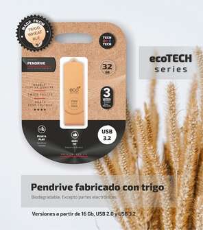 TechOneTech ecoTech Memoria USB 3.2 32GB (Pendrive) - Fabricado con Paja de Trigo 1 pieza(s)