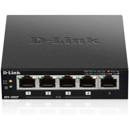 D-Link - DES-1005P switch No administrado Energía sobre Ethernet (PoE) Negro