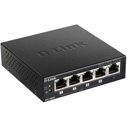 D-Link - DES-1005P switch No administrado Energía sobre Ethernet (PoE) Negro