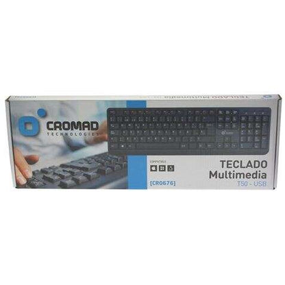 Cromad T50 Teclado Multimedia USB - Teclas FN + Multimedia - Diseño Extrafino y Tacto Suave 1 pieza(s)