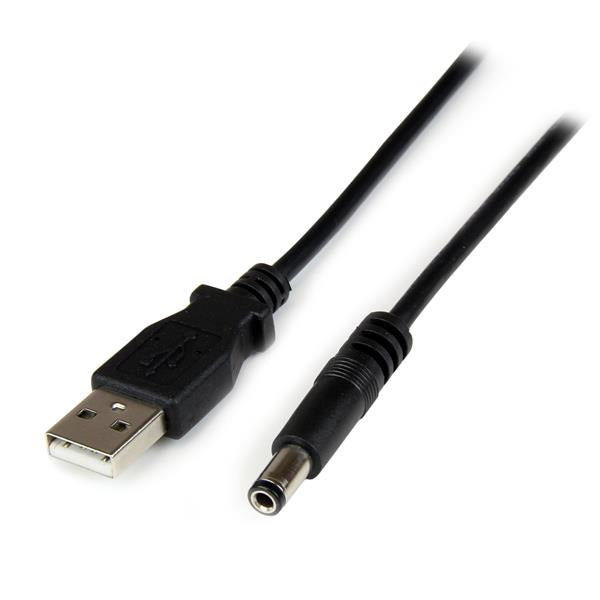 StarTech.com - Cable Adaptador 1m USB A Macho a Conector Coaxial Barrel Alimentación Corriente Tipo N 5 5mm 5V DC