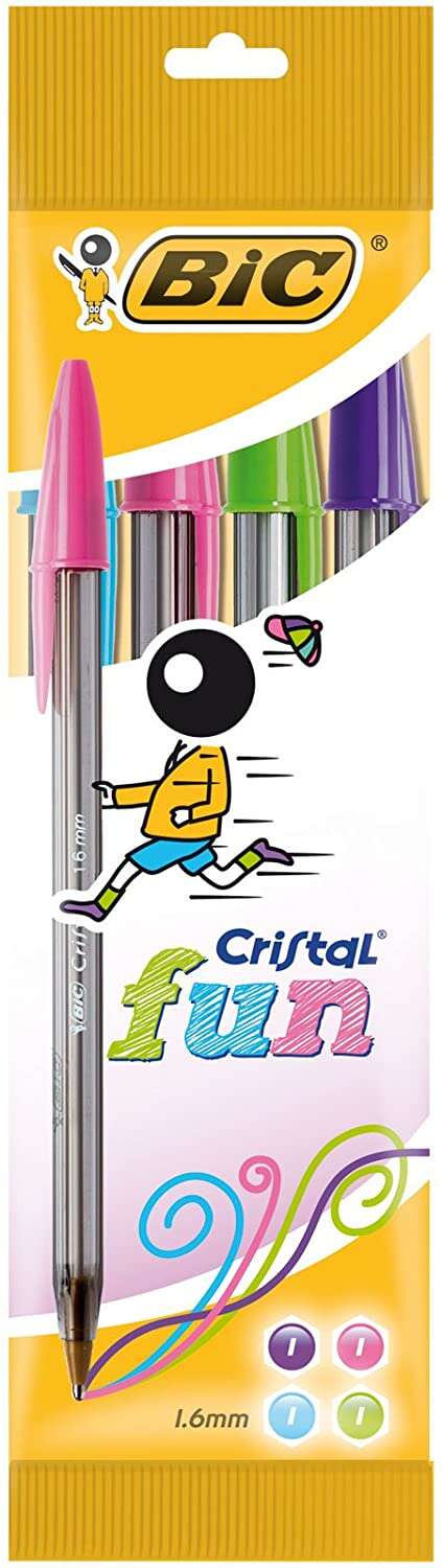 BIC - BLISTER 4 BOLIGRAFO CRISTAL FUN PUNTA 1 6 MM. COLORES SURTIDOS BIC 8957921