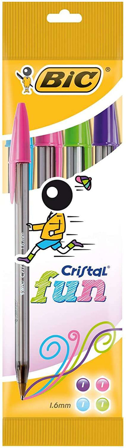 BIC - BLISTER 4 BOLIGRAFO CRISTAL FUN PUNTA 1 6 MM. COLORES SURTIDOS BIC 8957921