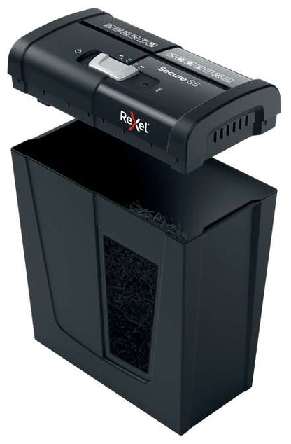 Rexel - Secure S5 triturador de papel Corte en tiras 70 dB Negro