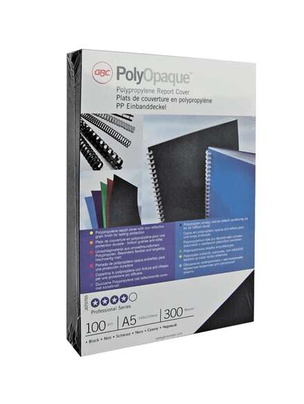 GBC - Portada Pp Polycover Opaca 300 Micras A4 Negro(Caja 100)