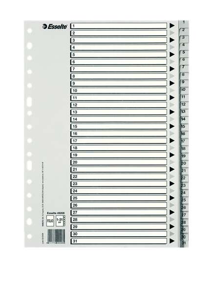 Esselte - INDICE ESSELTE PP NUM.Fº ps.1-31 IND.B/N