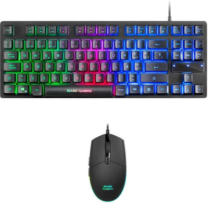 Mars Gaming - MCPTKLES Combo RGB Teclado y Ratón 3200DPI Diseño TKL Idioma Español