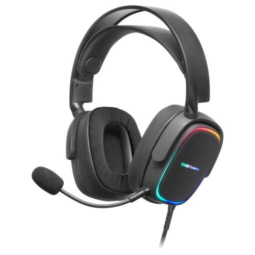 Mars Gaming MHAX Auriculares Gaming con Microfono Extraible - Iluminacion RGB - Diadema Ajustable - Almohadillas Acolchadas - Control en Cable - Cable Trenzado de 2m 1 pieza(s)