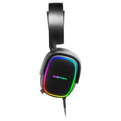 Mars Gaming MHAX Auriculares Gaming con Microfono Extraible - Iluminacion RGB - Diadema Ajustable - Almohadillas Acolchadas - Control en Cable - Cable Trenzado de 2m 1 pieza(s)