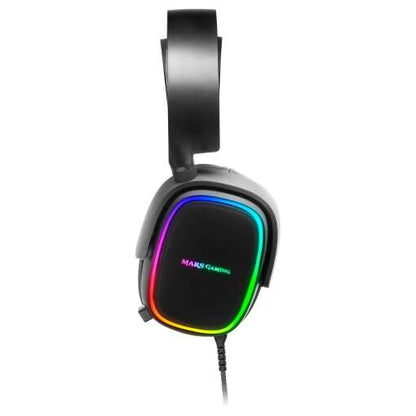 Mars Gaming MHAX Auriculares Gaming con Microfono Extraible - Iluminacion RGB - Diadema Ajustable - Almohadillas Acolchadas - Control en Cable - Cable Trenzado de 2m 1 pieza(s)