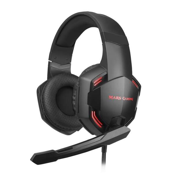 Mars Gaming MHX PRO 7.1 Auriculares Gaming 7.1 DSP USB con Microfono Plegable - Iluminacion LED Roja - Almohadillas con Memory Foam - Control en Cable - Cable Trenzado de 2m 1 pieza(s)