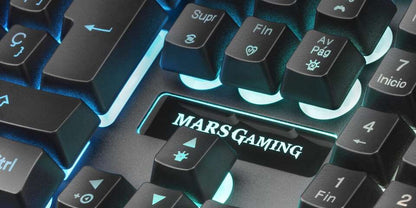 Mars Gaming - MK320ES Teclado Gaming H-Mech 13 Modos RGB y Halo Reposamuñecas Acolchado Antighosting Idioma Español