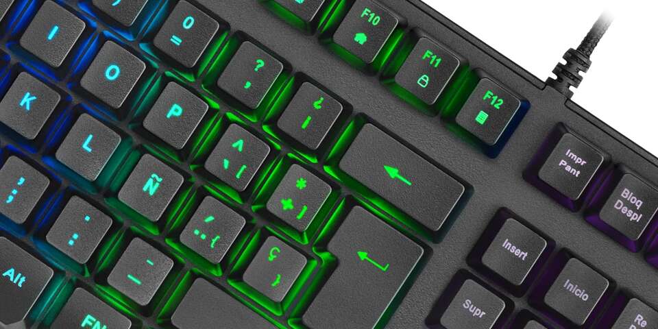 Mars Gaming - MKTKLES Teclado Gaming H-Mech Iluminación RGB 8 Efectos Antighosting Idioma Español