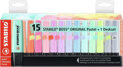 STABILO - Boss Original Pastel marcador 15 pieza(s) Punta de cincel Multicolor