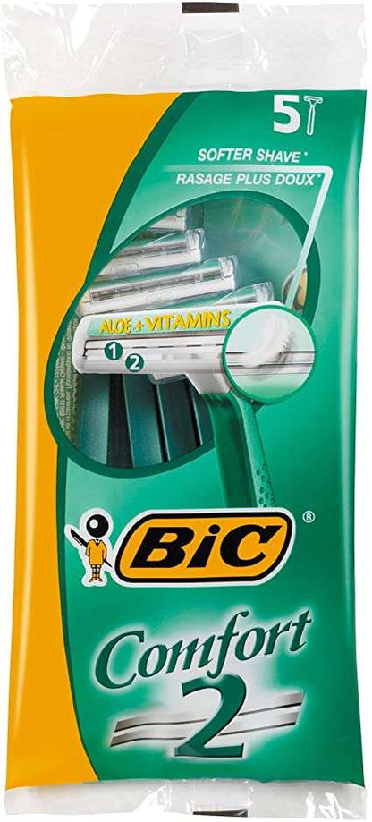 Bic Confort 2 Pack de 5 Maquinillas de Afeitar Desechables de 2 Hojas - Tira Lubricante con Aloe Vera 1 pieza(s)