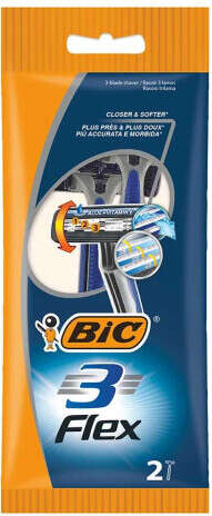 Bic Flex 3 Pack de 2 Maquinillas de Afeitar Desechables de 3 Hojas - Cabezal Pivotante - Tira Lubricante con Aloe Vera 1 pieza(s)