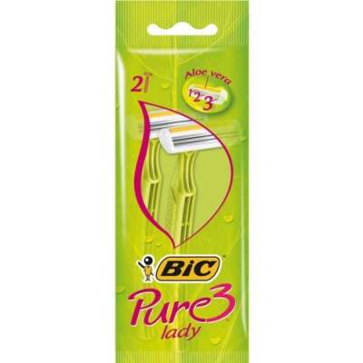 Bic Pure 3 Lady Pack de 2 Maquinillas de Depilacion Desechables de 3 Hojas - Tira Lubricante con Aloe Vera 1 pieza(s)