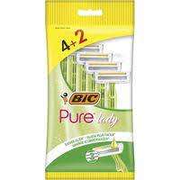 Bic Pure 3 Lady Pack de 4+2 Maquinillas de Depilacion Desechables de 3 Hojas - Tira Lubricante con Aloe Vera 1 pieza(s)