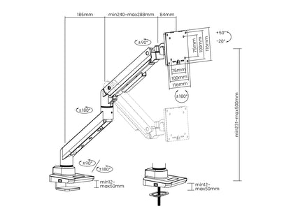 Equip - 650180 soporte para monitor 124 5 cm (49") Negro Escritorio