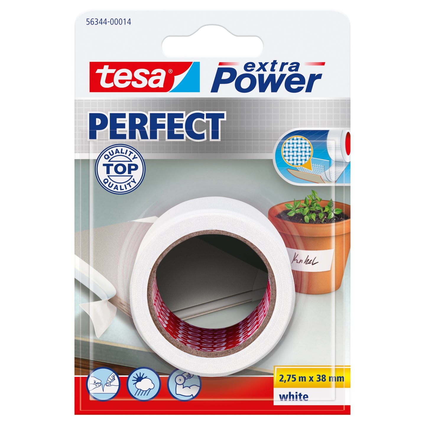 TESA - extra Power Perfect 2 75 m Tela Blanco 1 pieza(s)