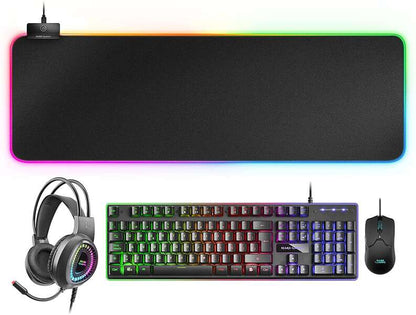 Mars Gaming - MCPEXES Combo Teclado H-Mech Ratón Auriculares RGB y Alfombrilla RGB XXL Idioma Español