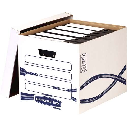 Fellowes Bankers Box Basic Maxi Contenedor de Archivos - Montaje Manual - Carton Reciclado Certificacion FSC - Dimensiones Internas 32x33x41cm 10 pieza(s)