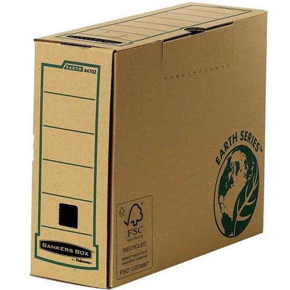 Fellowes Bankers Box Earth Caja de Archivo Definitivo A4 100mm - Montaje Manual - Carton Reciclado Certificacion FSC - Color Marron (Precio unidad suelta)