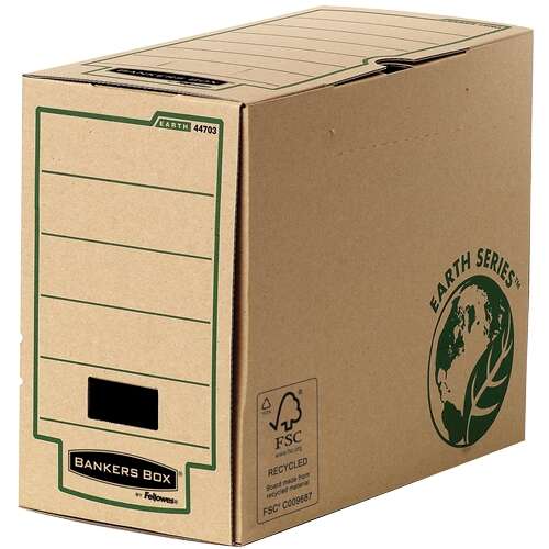 Fellowes Bankers Box Earth Caja de Archivo Definitivo A4 150mm - Montaje Manual - Carton Reciclado Certificacion FSC - Color Marron (Precio unidad suelta)