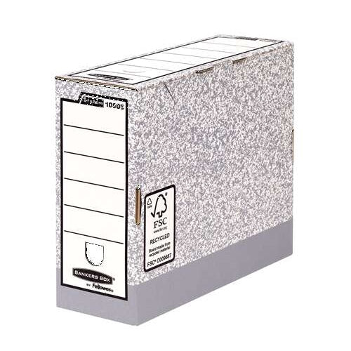 Fellowes Bankers Box Caja de Archivo Definitivo 100mm A4 - Montaje Automatico Fastfold - Carton Reciclado Certificacion FSC - Color Gris (Precio unidad suelta)