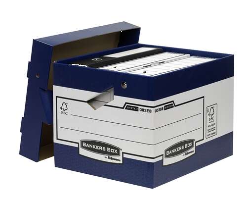 Fellowes Bankers Box Contenedor de Archivos con Asas Ergonomicas Ergo Box - Montaje Automatico Fastfold - Carton Reciclado Certificacion FSC 10 pieza(s)