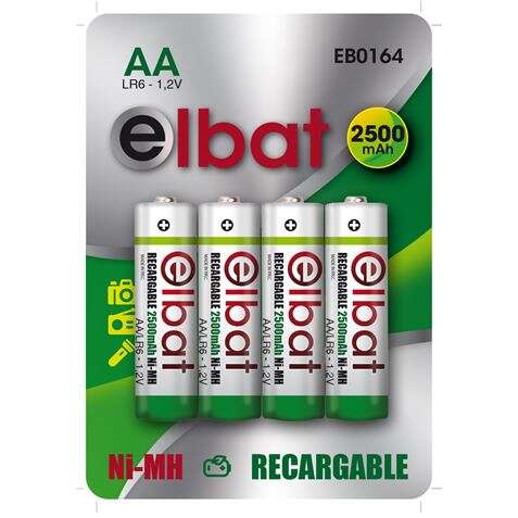 Elbat Pack de 4 Pilas Recargables LR6 AA 2500mAh 1 pieza(s)