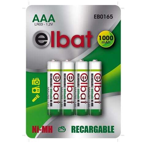 Elbat Pack de 4 Pilas Recargables LR03 AAA 1000mAh 1 pieza(s)