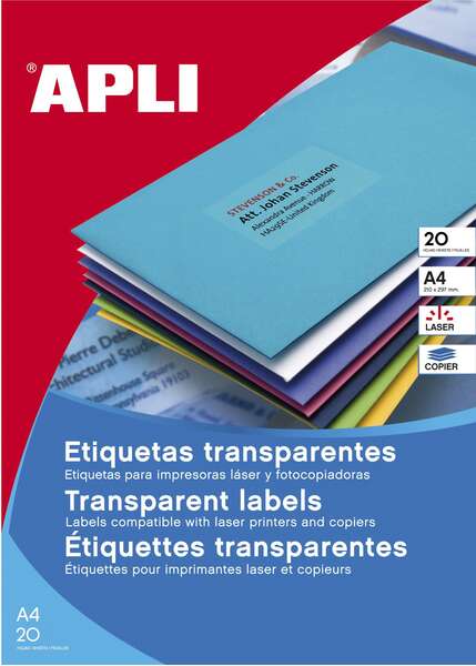 APLI - 01225 etiqueta de impresora Transparente