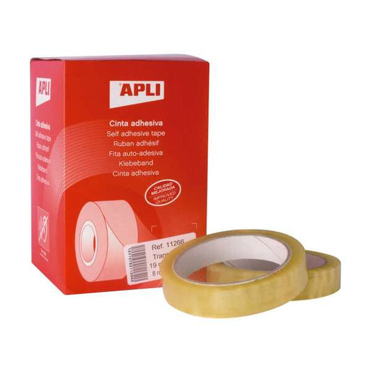 Apli Pack de 8 Cintas Adhesivas Transparente 19 mm x 66 m 1 pieza(s)