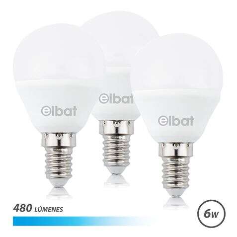 Elbat Pack de 3 Bombillas LED G45 6W E14 480lm - 6500K Luz Fria 1 pieza(s)