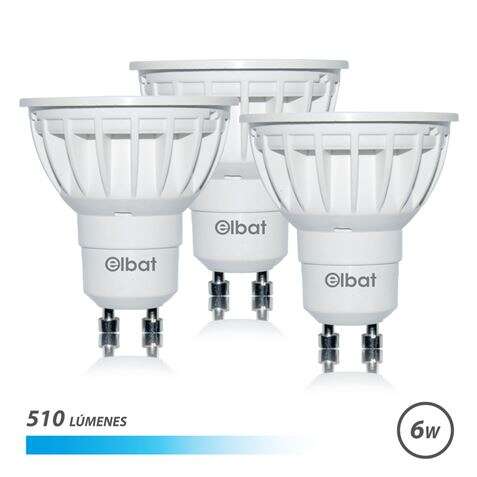 Elbat Pack de 3 Bombillas LED GU10 6W 510lm - 6500K Luz Fria 1 pieza(s)